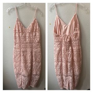 J.O.A blush pink lace below knee spaghetti strap dress womens M